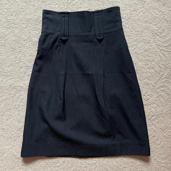 Fitted Pinstripe Button High Waist Skirt sz 2 Y2k - Picture 2 of 5